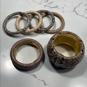 6 Ted Rossi Faux Skin Bangle Bracelets